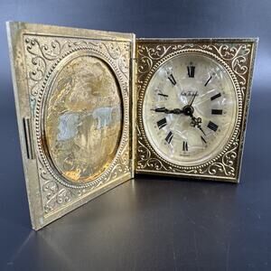 Vintage Seth Thomas Miniature Book Shaped Wind Up Alarm Clock Germany AS IS